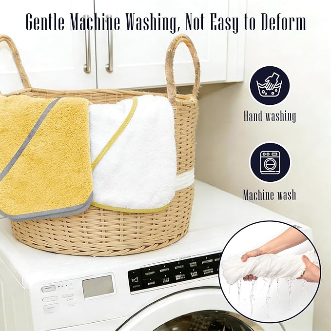 2 Pack Premium Baby Bath Towel - Rayon Made from Bamboo, Hooded Towels for Babies,Toddler,Infant - Newborn Essential -Perfect Baby Registry Gifts (White and Yellow, 30 x 30 Inch)