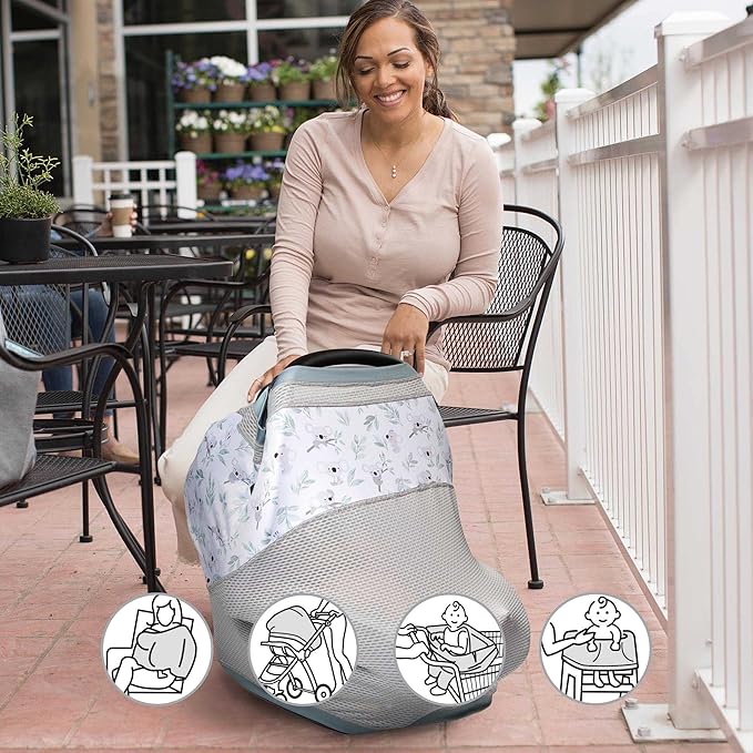 Boppy 4 and More Multi-use Cover, Koala, Quick-Dry UPF 50+ Knit and Breathable Mesh, Versatile for Car Seat Canopy, Nursing Cover, Infant Strollers, Shopping Carts, Highchairs and More