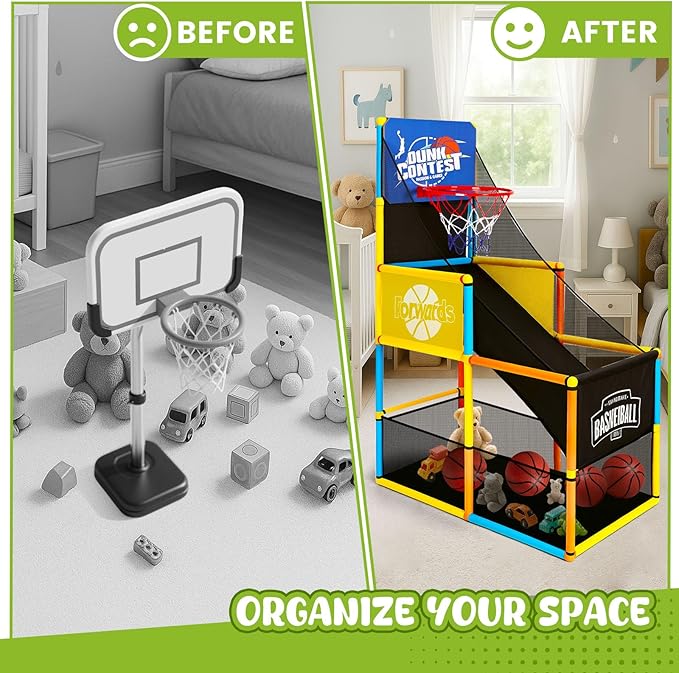 LovesTown Arcade Basketball Game, Basketball Hoop for Kids with 4 Balls Outdoor Indoor Active Play Toys Carnival Games Birthday Gifts for Boys Girls