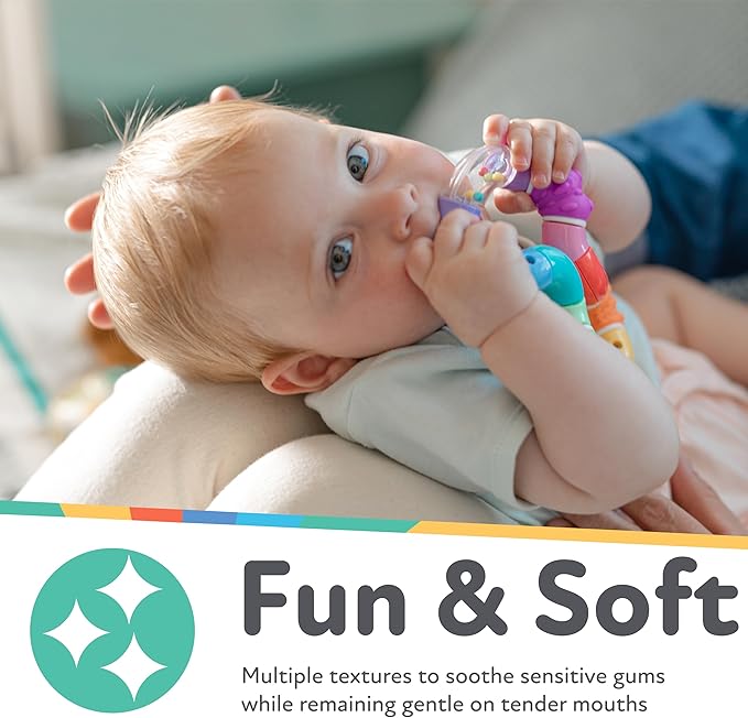 Nuby Twista Teether Toy for Babies - Multicolor Rattle Teething - Toy for Baby Teething Relief - 6+ Months