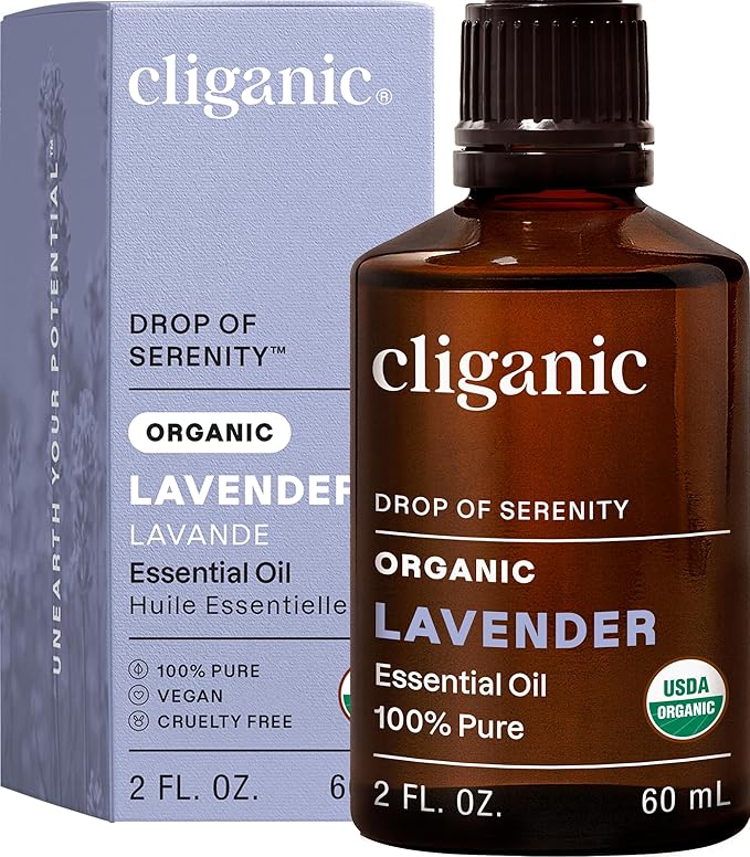 Cliganic Organic Lavender Essential Oil - 100% Pure Natural for Aromatherapy Diffuser | Non-GMO Verified (Packaging May Vary)