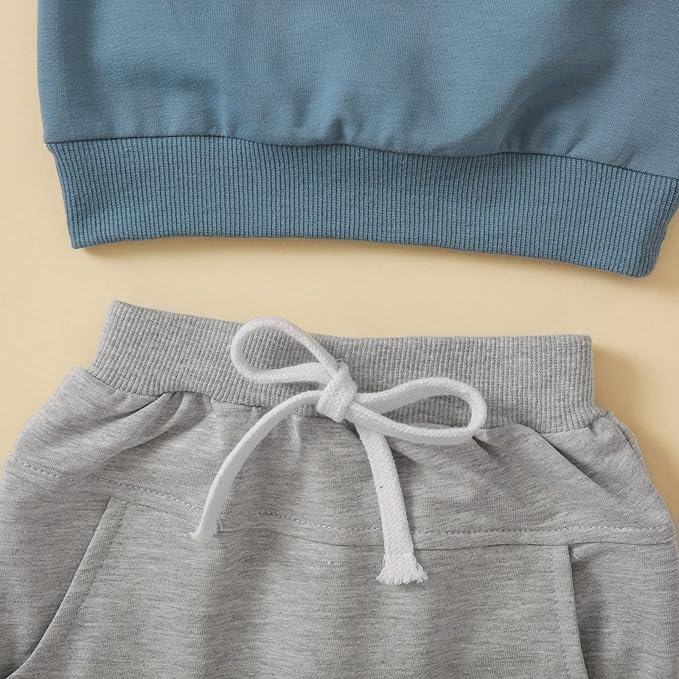 wdehow Toddler Baby Boy 2Pcs Outfits Letters Print Pullover Tops + Drawstring Pants Set Fall Winter Clothes