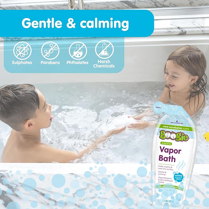 Boogie Kids Botanical Bubble Bath, Soothing Vapor, Made with Natural Essential Oils, Mint Eucalyptus, 16 oz (Pack of 1)