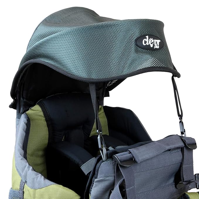ClevrPlus Canyonero Camping Baby Backpack Hiking Kid Toddler Child Carrier with Stand and Sun Shade Visor, Army Green