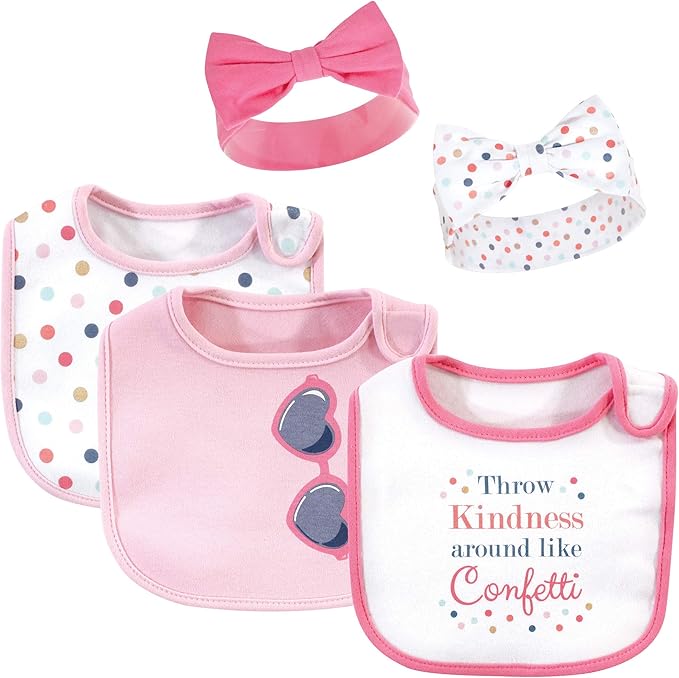 Little Treasure baby-girls Bib and Headband Set