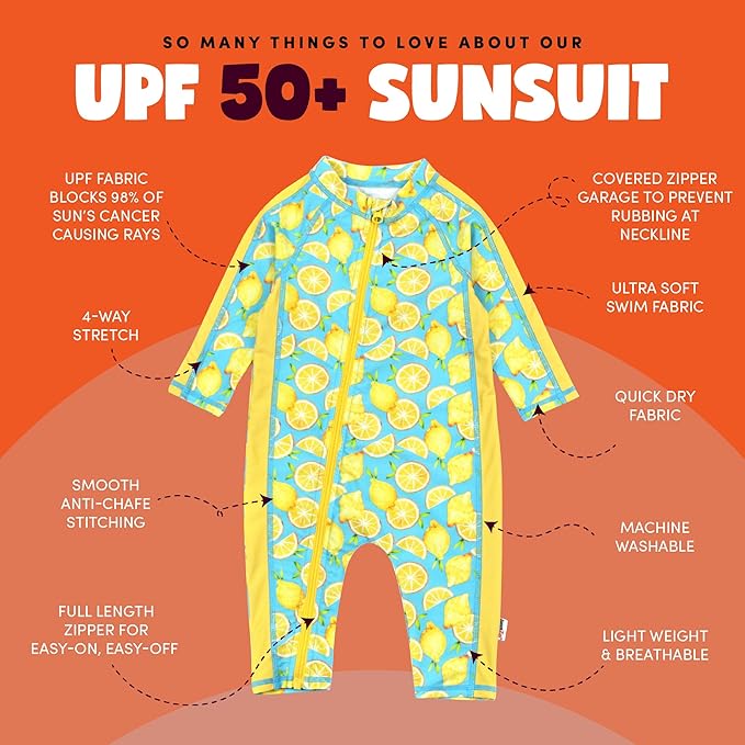 SwimZip Boys' Long-Sleeve UPF 50+ Swimsuit for Baby, Toddler, & Little Boys