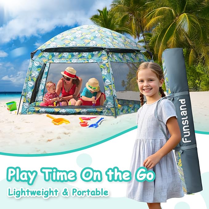 Baby Playpen Pop-up Tent - Outdoor & Indoor Play Tent for Beach with Canopy Travel Bag Portable Play Yard for Babies & Toddlers (Forest)
