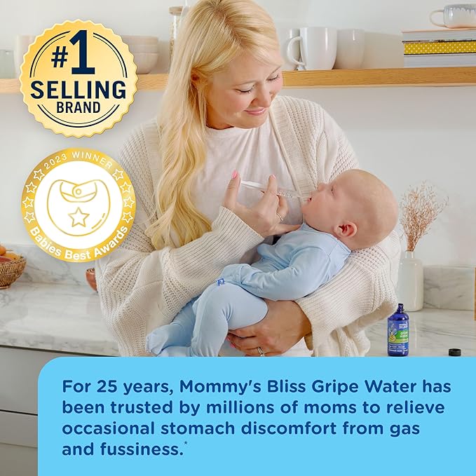 Mommy's Bliss Original Gripe Water, Gas and Colic Relief, Gentle and Safe, Made for Infants, 2 Weeks+, 8 Fl Oz (2 Bottles)