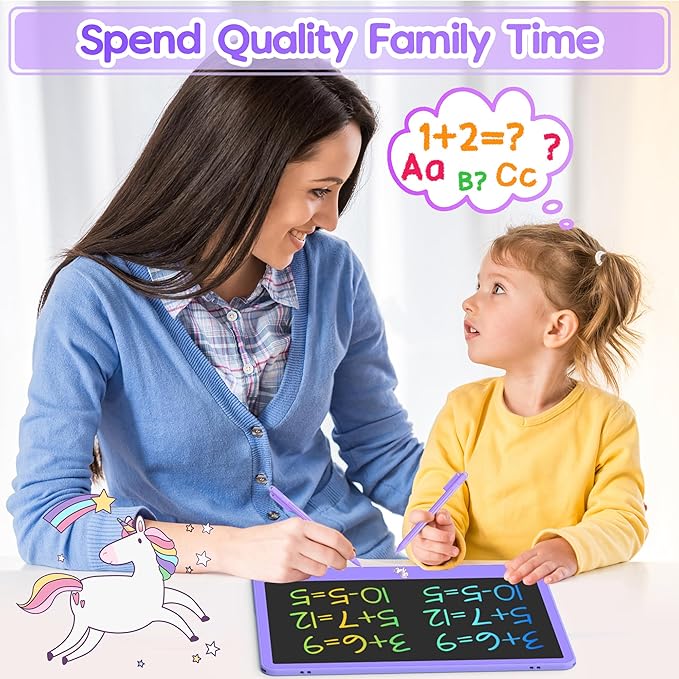 Hockvill LCD Writing Tablet for Kids 12 Inch, Kids Learning Toys Drawing Pad for Girls Boys, Unicorn Doodle Board for Toddlers 3 4 5 6 7 8 Year Old Travel Essentials Valentines Gifts for Kids