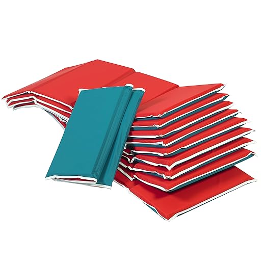 Children's Factory Toddler Nap Mats, Hand-Washable Soft Nap Mat with Pillow for Preschool and Daycare, Red and Green, Set of 10
