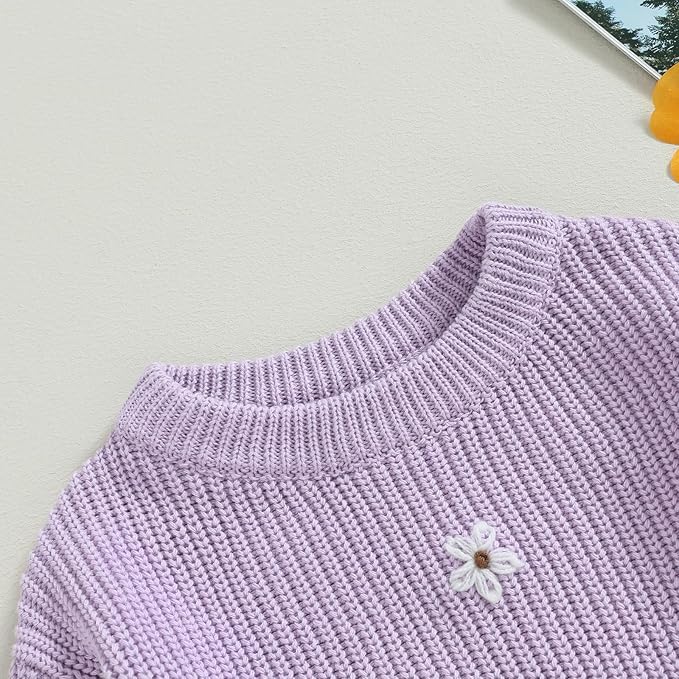 Mubineo Baby Girl Winter Clothes Cute Flower Sweater Crewneck Pullover Long Sleeve Knit Newborn Infant Sweaters