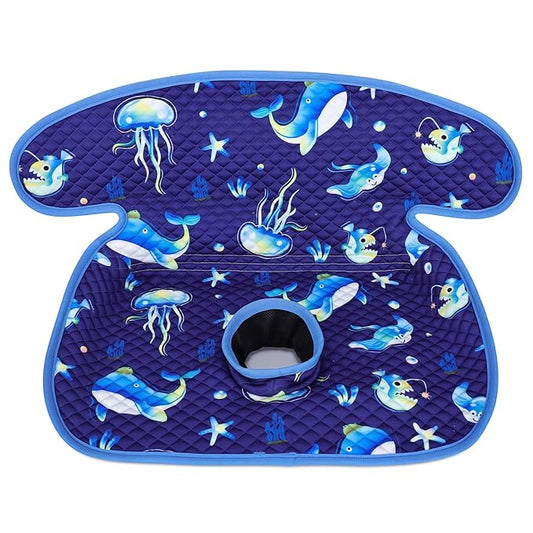 Babenest Car Seat Potty Protector Cover -Waterproof Carseat Training Liner for Baby &Toddler Shower Gift, Dry Piddle Pee Pad with Fun Designs for Strollers & Infant Car Seats (1pc Whale-Blue)
