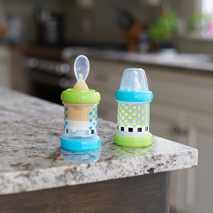 Sassy Baby Food Nurser – 4+ Months Set of 2- 4oz 100% Silicone Nipple and Spoon BPA-Free (30182)