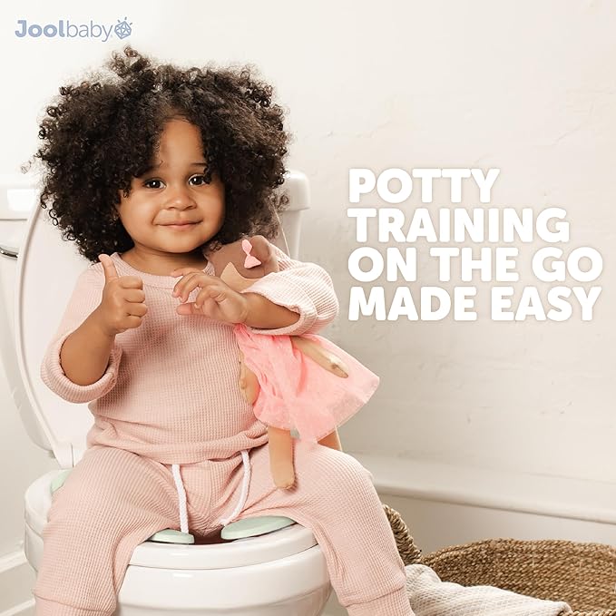 Jool Baby Folding Travel Potty Training Seat for Toddlers, Fits Round & Oval Toilets, Non-Slip Suction Cups, Includes Free Travel Bag (White)