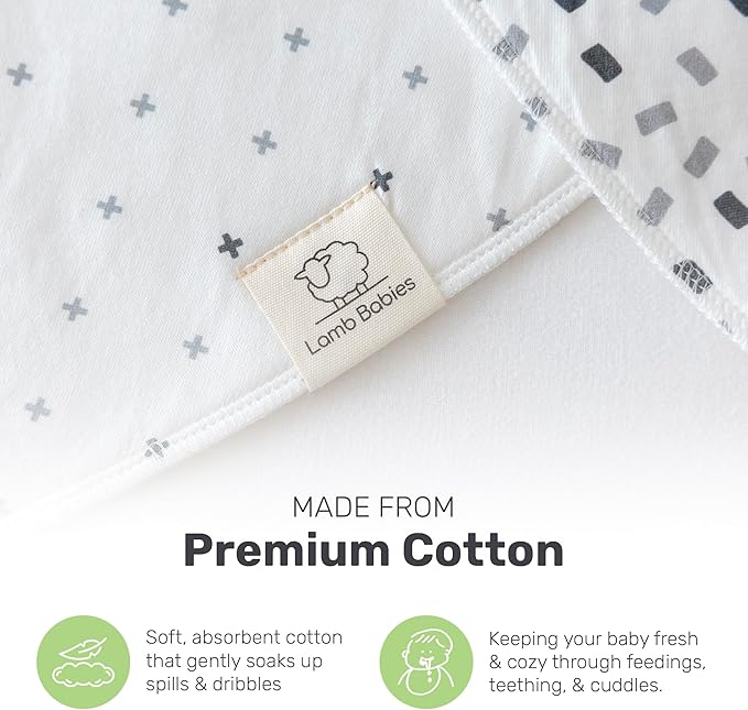 Cotton Bandana Bibs for Babies, Ultra Soft & Absorbent Drool Bibs for Feeding & Teething, Secure Fit, Lightweight