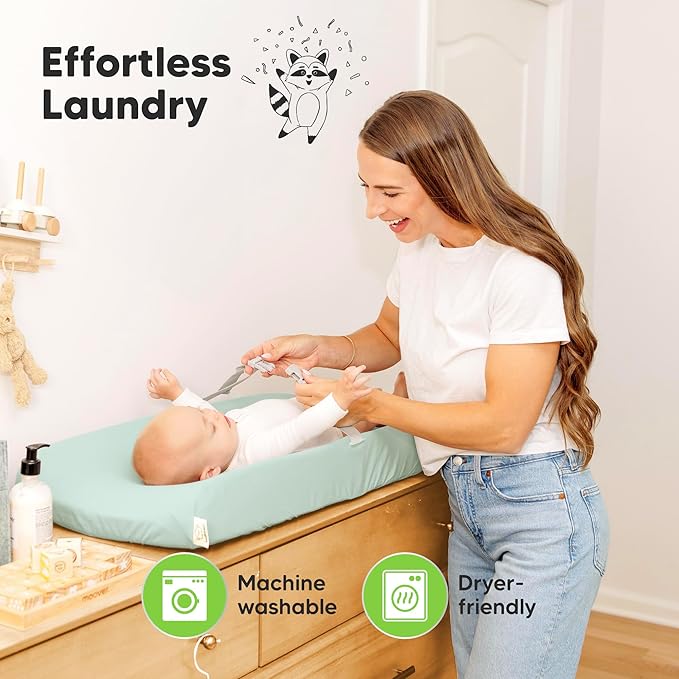 2-Pack Baby Changing Pad Cover for Girl, Boy - 32x16 Soft Viscose Derived from Bamboo Baby Diaper Changing Table Pad Cover Sheets, Neutral, Snug Fit Nursery Diaper Change Sheets (Pastel)