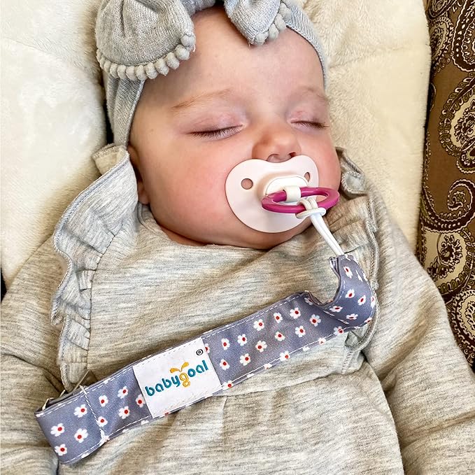babygoal Floral Pacifier Clips, 6 Pack Binky Paci Holder Clips Leashes Fits Most Pacifiers and Binkies for Baby Girl & Boy Gift 6PS21