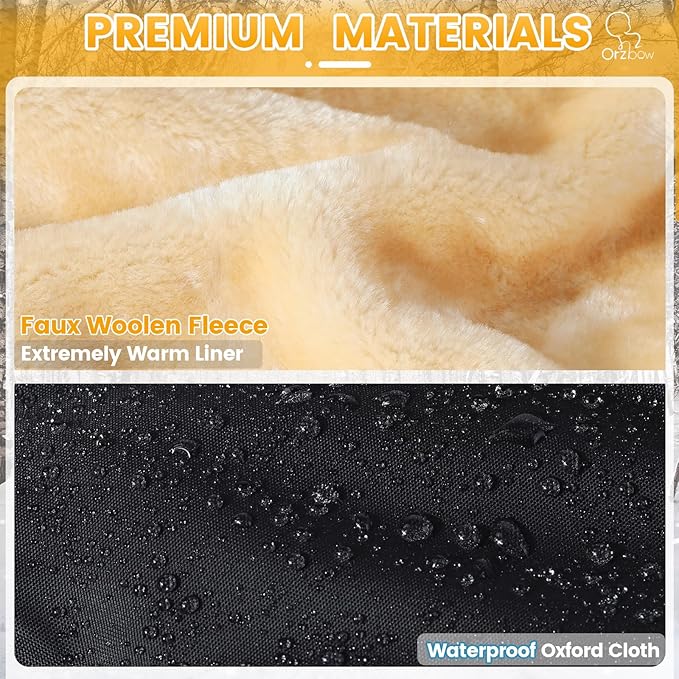 Orzbow Faux Sheepskin Gloves for Stroller with Phone Pockets, Winter Extra Thick Mittens for Baby Stroller, Cozy & Warm, Anti-freeze Hand Muff Easily Attaches to Stroller for Parents Caregivers, Black