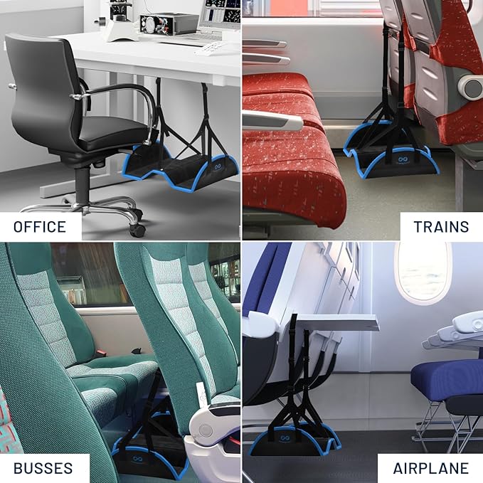 Everlasting Comfort Airplane Foot Hammock - Memory Foam Foot Rest for Plane Travel - Portable Foot Rest for Air Travel, Desk & Car - Airplane Essentials Foot Hammock for Plane Travel (Pack of 2)