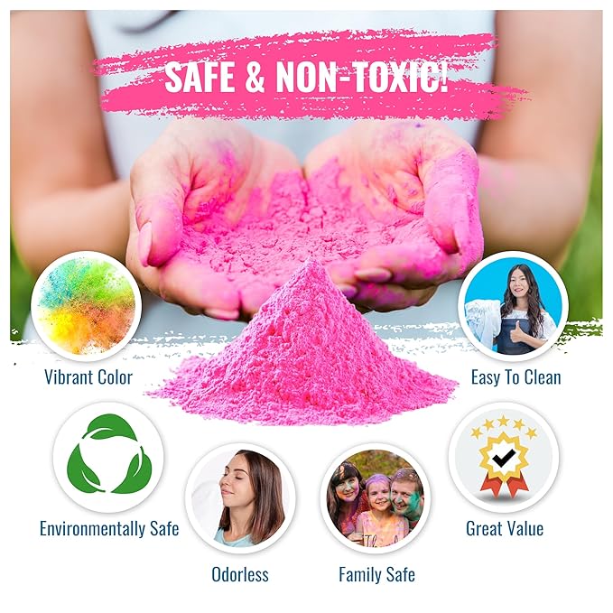 Color Blaze Baby Gender Reveal Color Powder Packets - 75 g Each - 10 Packs of Pink Colored Powder for Girl - For Car & Motorcycle Burnout, Exhaust, Color Toss, Photoshoot, Party & Festival - Pink