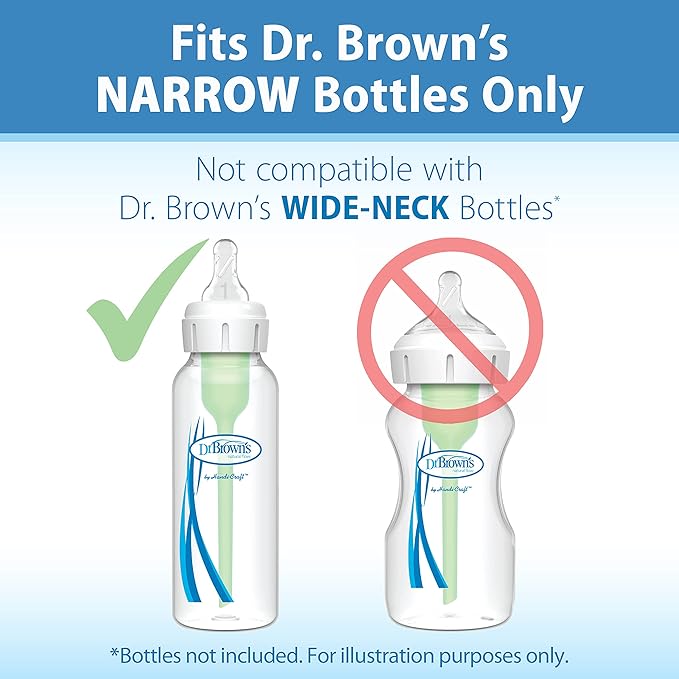 Dr. Brown’s Natural Flow Y-Cut Narrow Baby Bottle Silicone Nipple, Ideal for Thicker Liquids, 9m+, 100% Silicone Bottle Nipple, 6 Count