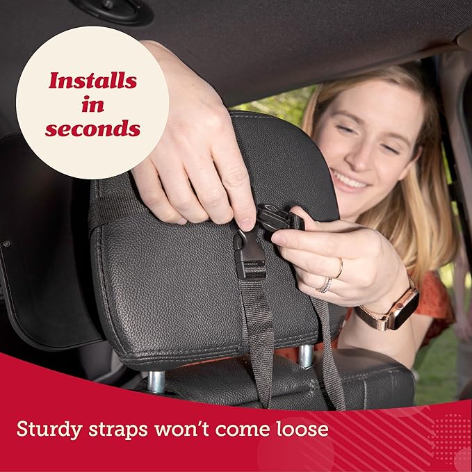Lusso Gear Baby Car Mirror - Shatter-Resistant Glass & Stable Rear-Facing Headrest Mount - Wide-Angle Baby Mirror for Car Backseat View - Auto Essentials for Babies - 11.5 in, Black