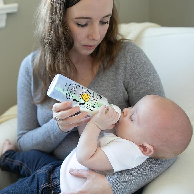 Dr. Brown's Natural Flow Anti-Colic Options+ Narrow Baby Bottle, Bear and Owl, 8 oz/250 mL, with Level 1 Slow Flow Nipple, BPA Free, 0m+, 2-Pack