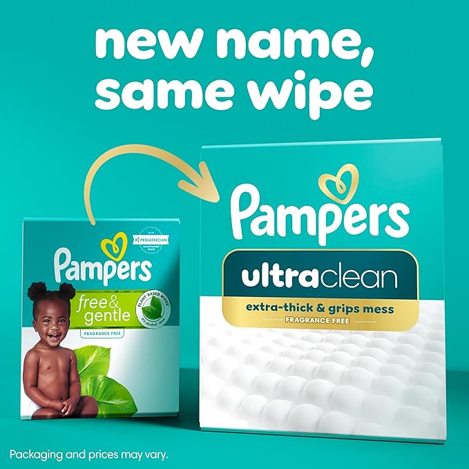 Pampers Ultra Clean Baby Wipes (Previously 'Free & Gentle'), 99% Water, Hypoallergenic, Unscented, 100% Plant Based, Plastic-Free, 936 Baby Wipes Total (12X Flip-Top Packs) [Packaging May Vary]
