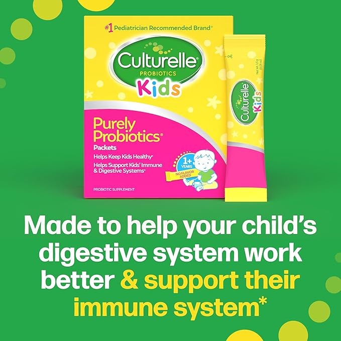 Culturelle Kids Daily Probiotic Packets for Kids, (Ages 3+) - 50 Count – From the #1 Pediatrician-Recommended Brand – Flavorless Daily Probiotics for Digestive Health & Immune Support