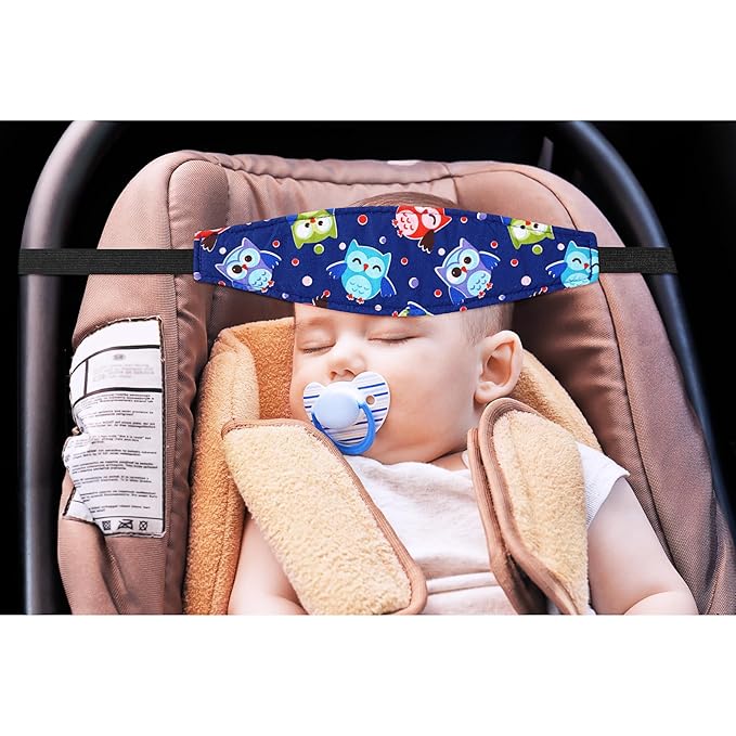 HESTYA 2 Pcs Carseat Head Support Toddler Stroller Seat Headrest for Sleeping Traveling Neck Relief Headband Strap for Kids Children Toddler Infant(Elephant and Owl)