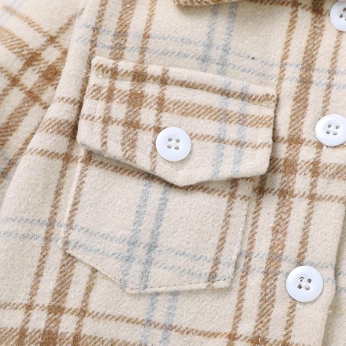 YOUNGER STAR Toddler Kids Boys Girls Flannel Hooded Plaid Shirt Button Baby Red Clothes