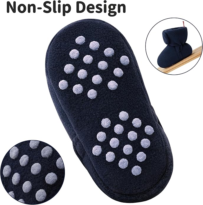 Baby Fleece Booties Newborn Unisex Booties Non-Slip Newborn Infant First Walkers Warm Shoes House Slippers for Baby Boys & Baby Girls Toddlers