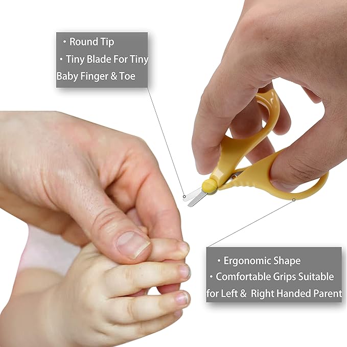 PAFASON Baby Round Tip Safety Manicure Nail Scissors and Baby Glass Nail File Set, Stainless Steel, Czech Float Glass, Ideal for Infant, Newborns, Babies Toddlers