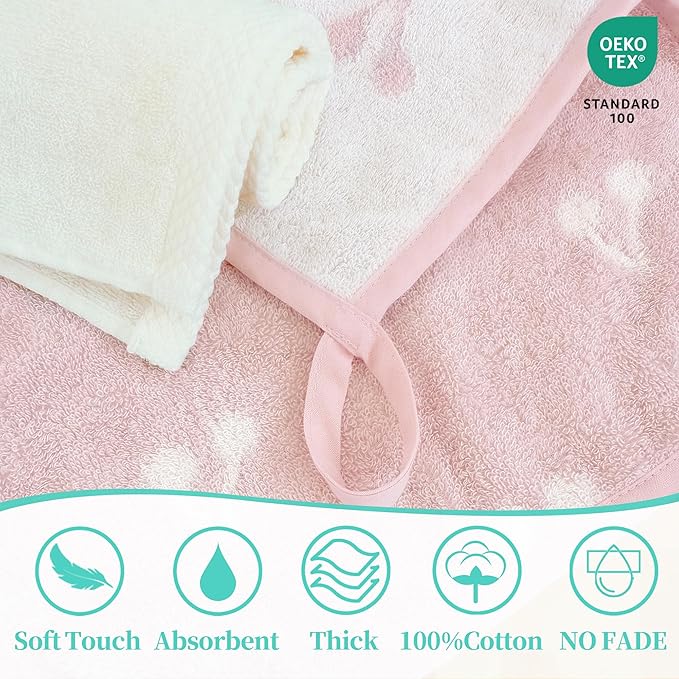 VOOVA & MOVAS Cherry & Ivory Baby Washcloths | 12x12 Inches | Highly Absorbent | 6 Pack 100% Cotton | Ultra-Soft Newborn Towels | Perfect Set,Baby Essentials | Jacquard Cherry & Ivory Colors