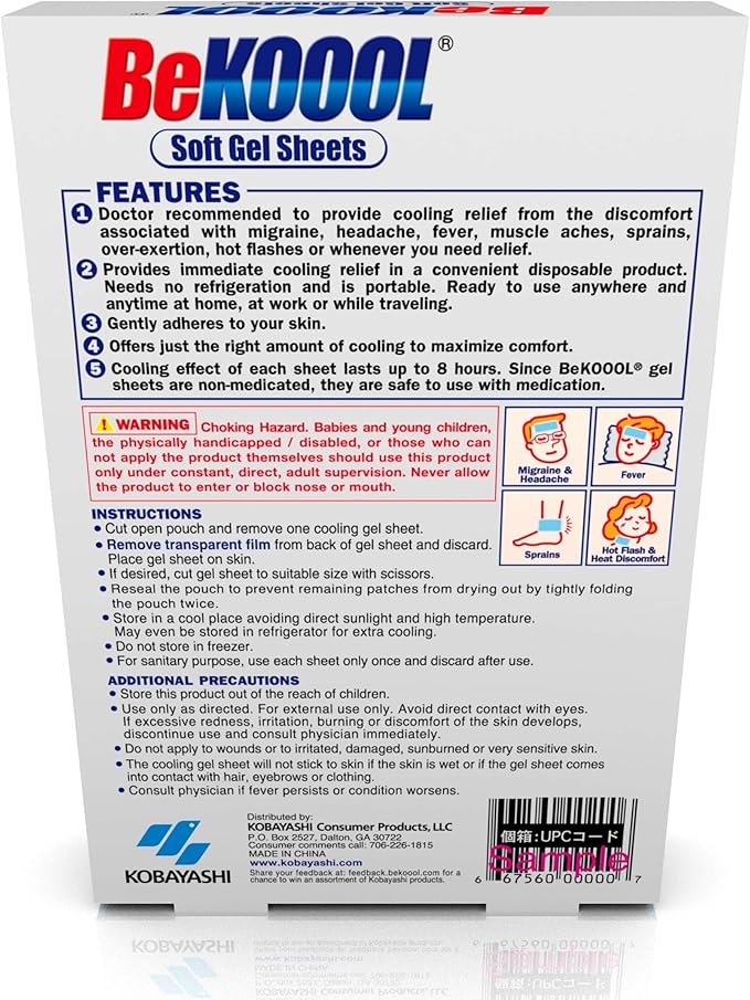 BeKOOOL Migraine Gel Sheets - 4 Count