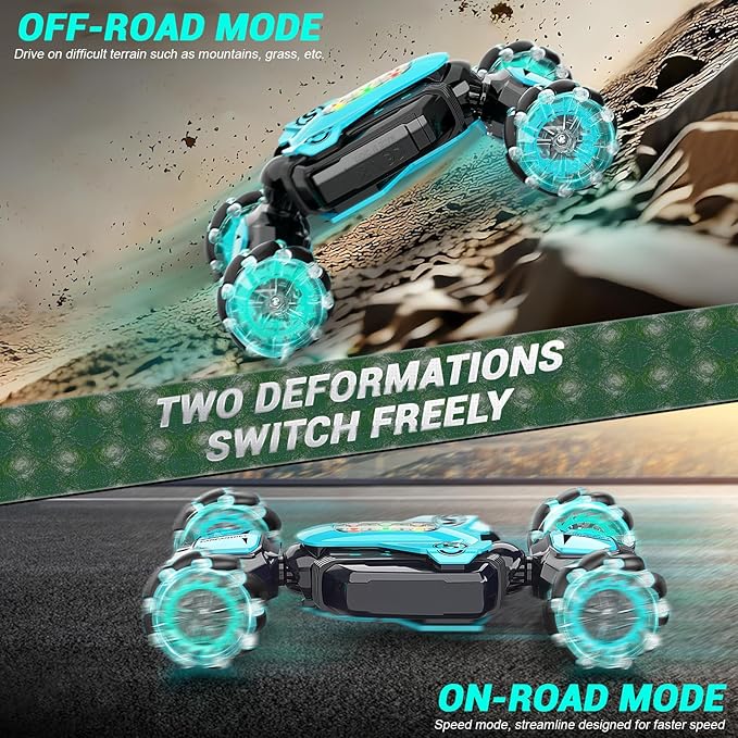 Gesture Sensing Remote Control Stunt Car - Boys Toys Age 6-8-12, 4WD Hand Controlled RC Twist Car with Light & Music, Cool Birthday Presents and Ideas Gifts for Kids Age 3 4 5 6 7 9 10 11 12 Years Old