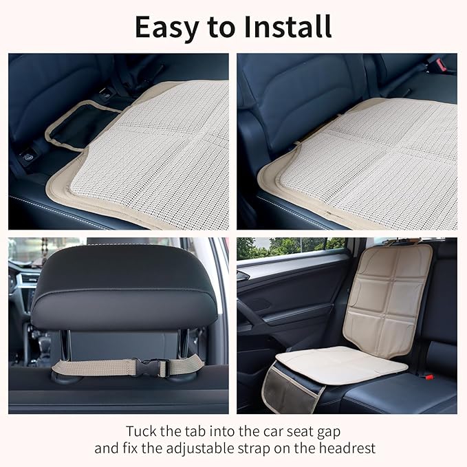 Car Seat Protector,Extra Thick Car Seat Covers Non-Slip Waterproof Mat Pad Leaving No Imprints Marks for Child Baby Pet Truck SUV Automobile (Beige-B)