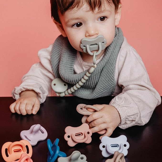 Color Essence SX PRO Silicone Baby Pacifier 1Pk, Made with 100% Soft Silicone, Baby Essentials Perfect for Breastfeeding Babies, Designed in Spain, 6-18 Mths, Blue
