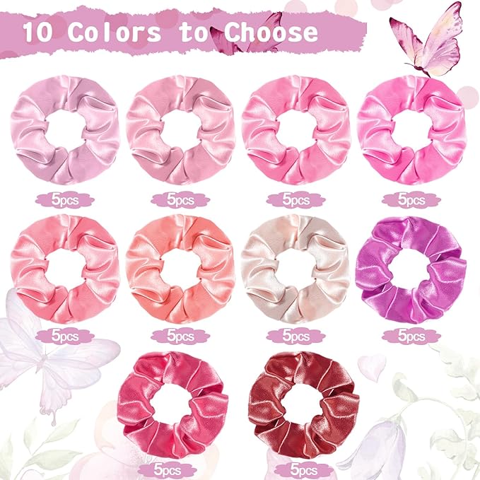 Yinkin 50 Sets Butterfly Baby Shower Favors for Girl, Include Pink Hair Ties Pink Scrunchies Butterfly Thank You Cards a Message from the Bump Baby Shower Sign Souvenirs for Guests