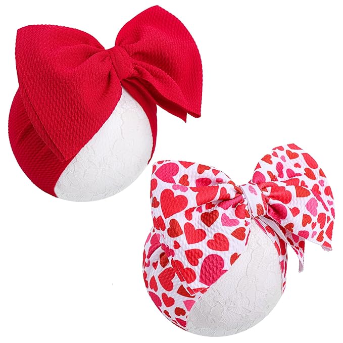 YanJie Baby Girls Big Bows Headbands 2 Pack (Red) 4-18 Months