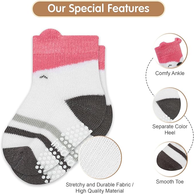 Organic Cotton Baby Socks 0-6 Months Soft for Infants Breathable, Newborn Socks Girls boys Animal Design