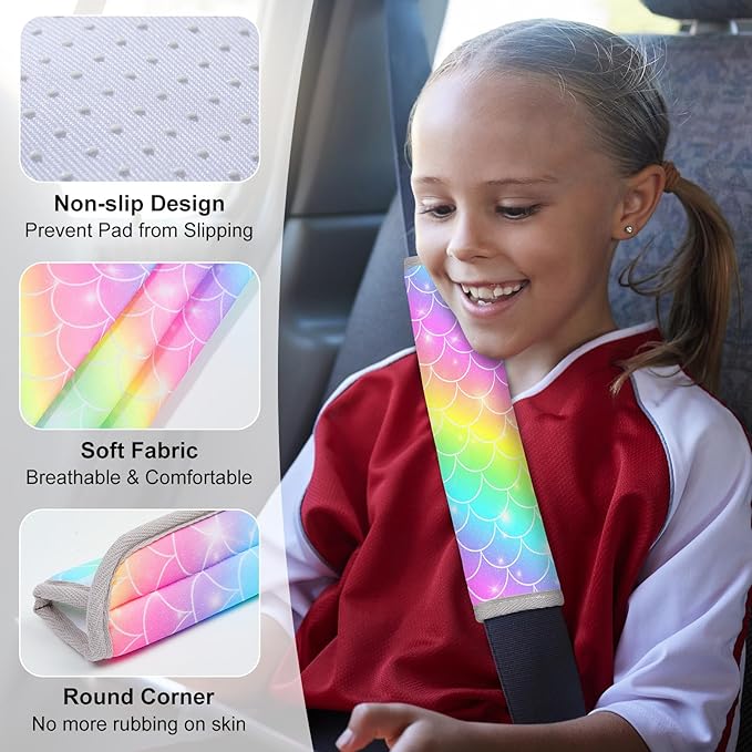 Seat Belt Cover Pad for Baby, Soft Seatbelt Cushion Covers for Kids 2Pcs Car Seat Strap Shoulder Pads for All Car Seats, Stroller, High Chair