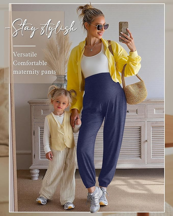 3 Pack Women's Maternity Pants Maternity Jogger Sweatpants Over The Belly Stretchy Pregnancy Pants with Pockets