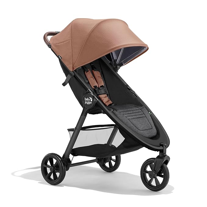Baby Jogger City Mini GT3 All Terrain Stroller with Forever Air Rubber Tires and All Wheel Suspension with Magnetic Buckle and No-Rethread Harness, Height-Adjustable Handlebar, and Foot Brake