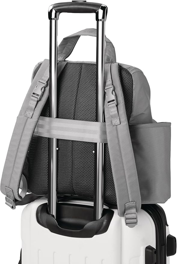 Skip Hop Diaper Bag Backpack with Portable Changing Pad Adjustable Pocket for 30 oz. Tumblers 9 Total Pockets Insulated Packing Cubes Luggage Sleeve & Stroller Straps Fits a 14” Laptop Forma Next Grey