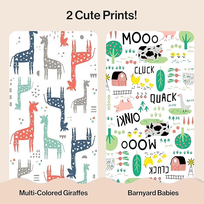 The Honest Company Comfort Dry Disposable Diapers for Sensitive Skin, Hypoallergenic, Fragrance-Free, Multi-Colored Giraffes + Barnyard Babies, Super Club Box Size 2 (12-18 lbs), 124 Count