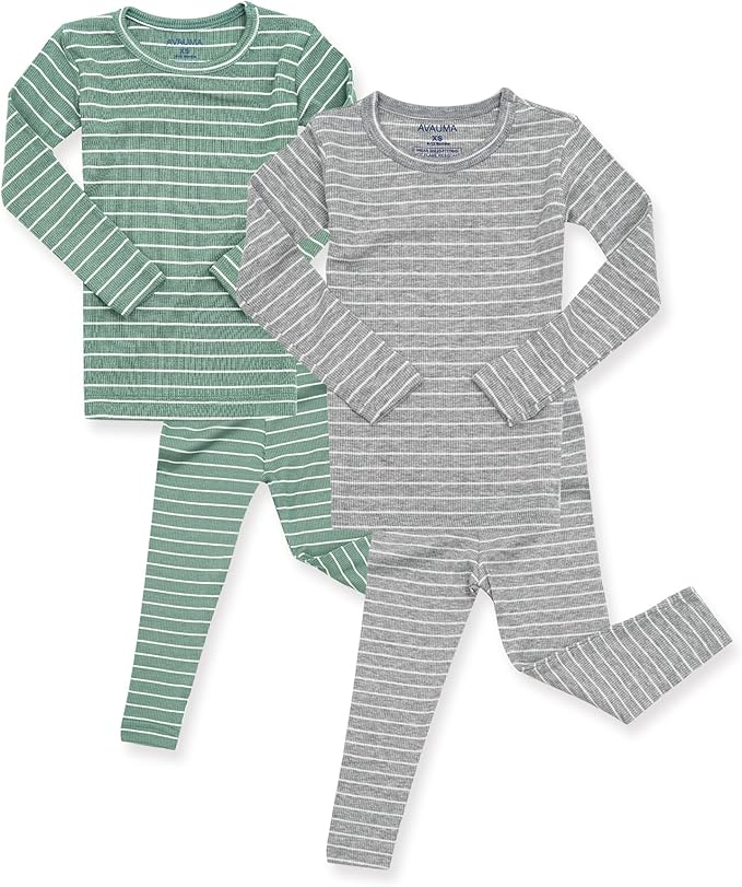 AVAUMA Stripe Pattern Baby Boys Girls Pajama Set Kids Toddler Snug fit Ribbed Sleepwear pjs for Daily Life Style
