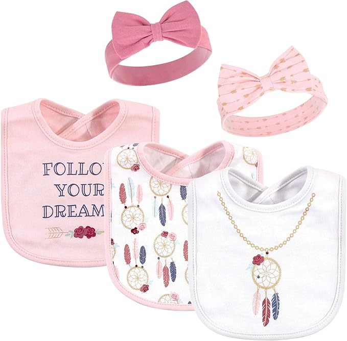 Little Treasure baby-girls Bib and Headband Set
