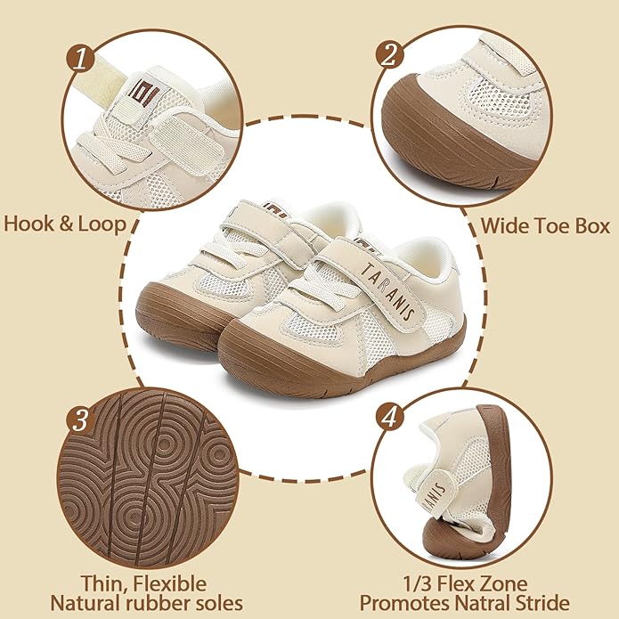 TARANIS Infant/Toddler Shoes Baby Sneaker Boy Girl First Walking Shoes Lightweight Non-Slip Newborn Crib Shoes