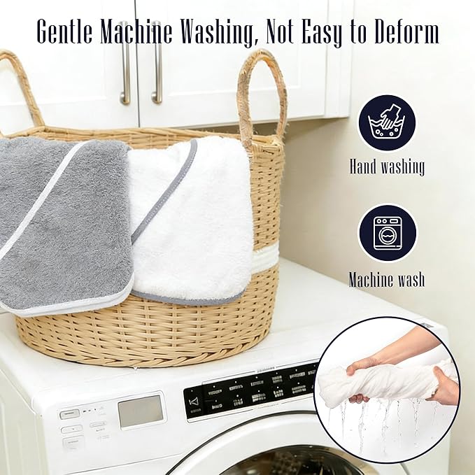 2 Pack Baby Bath Towel - Rayon Made from Bamboo - Ultra Soft Hooded Towels for Babies,Toddler,Infant - Newborn Essential -Perfect Baby Registry Gifts, 37.5x37.5 in - Grey and White